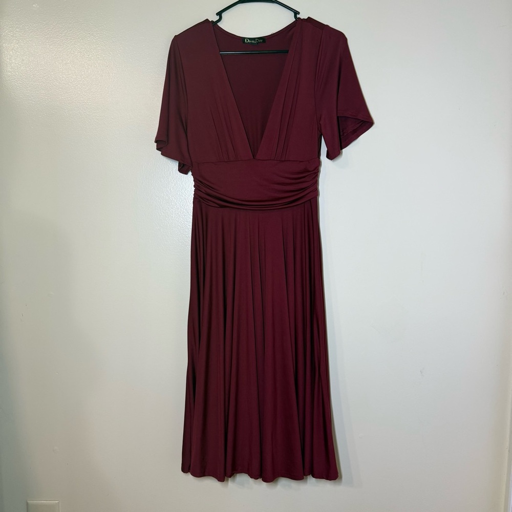Dress Day Deep Red Midi Dress